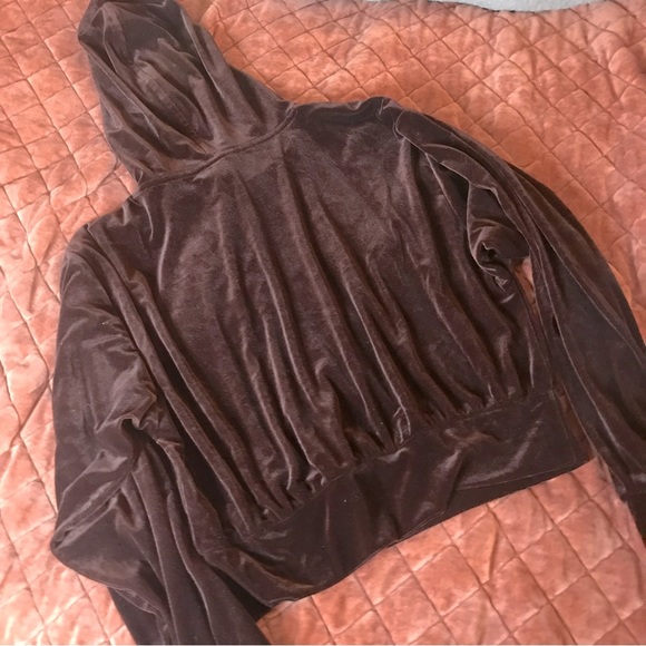 Express brown velvet hoodie - Picture 1 of 3